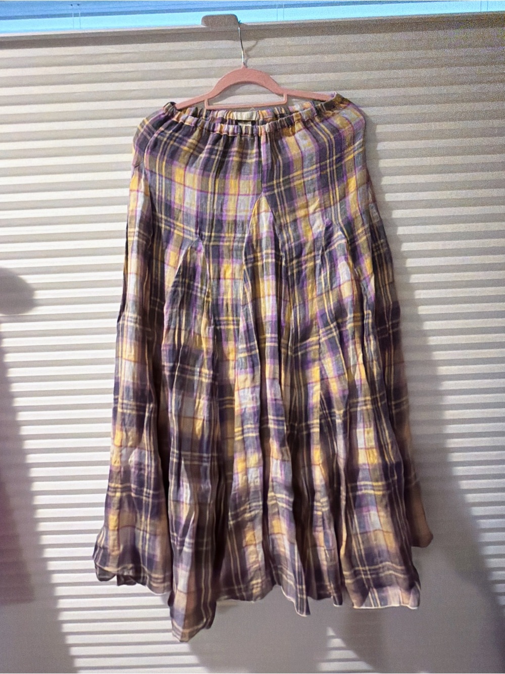 CP SHADES 100% Linen Plaid Maxi Skirt – Size XS - Picture 2 of 6